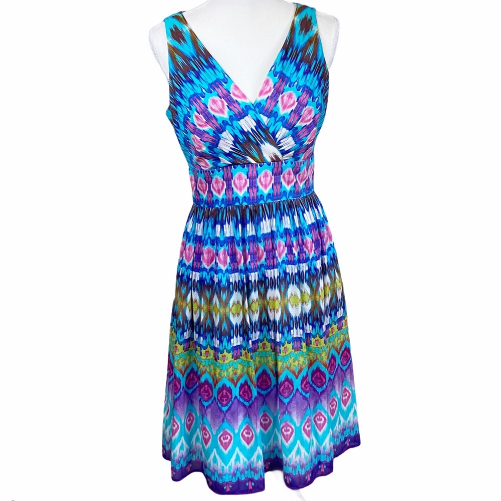 Eliza J blue iKat pattern dress sleeveless